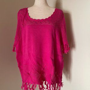 ANTTHONY MARK HANKINS ORIGINAL New 100% Cotton Crochet Fuchsia Sweater, 3X